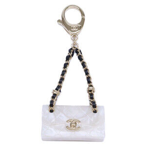 CHANEL Chanel Excellent Condition B23C Matelassé Bag Charm Keychain White Lig...